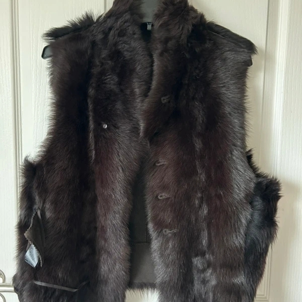Joseph Dark Brown Fur Vest